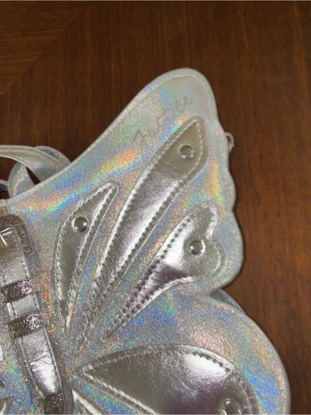 Holographic Justice Girls Butterfly Mini Backpack Purse Glitter Silver School